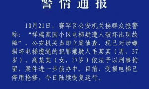两人涉嫌切割小区23部电梯钢绳被刑拘：业主称事发时刚换物管，原物管公开信称“被迫退场”